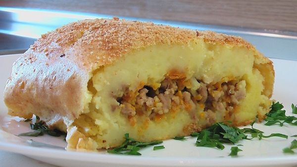 Рулет картофельный с овощами и мясом - «Видео уроки»